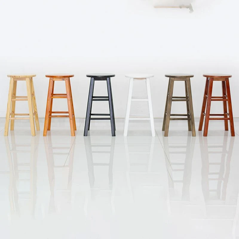Sgabello da bar moderno senza schienale e senza braccioli, legno, per uso domestico, con sedile e pedale legno Clearhalo