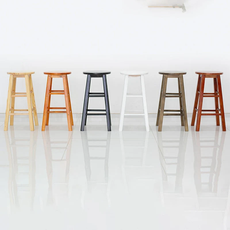Sgabello da bar moderno senza schienale e senza braccioli, legno, per uso domestico, con sedile e pedale legno Clearhalo