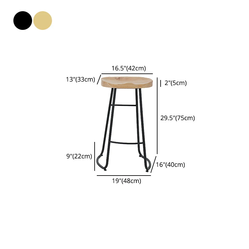 Sgabello da bar moderno senza schienale e senza braccioli, ferro, con sedile e pedale legno Clearhalo