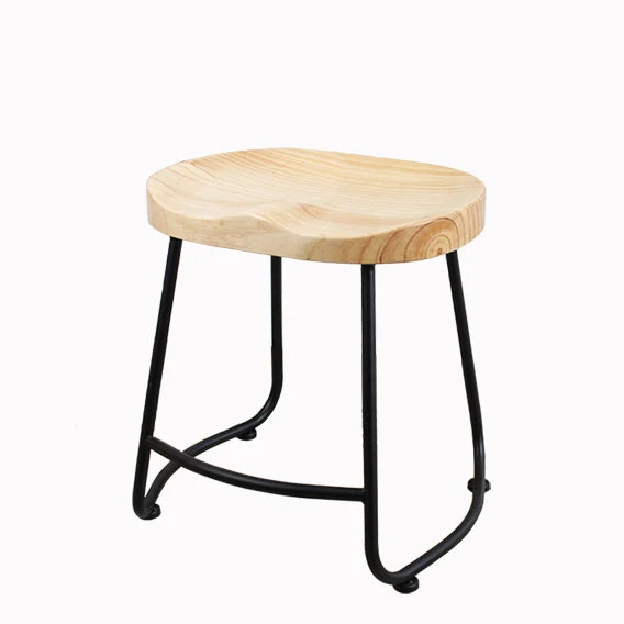 Sgabello da bar moderno senza schienale, senza braccioli, per cassiere, ferro, con sedile e pedale legno Clearhalo