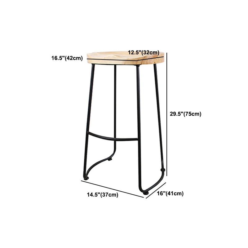 Sgabello da bar moderno senza schienale, senza braccioli, per cassiere, ferro, con sedile e pedale legno Clearhalo