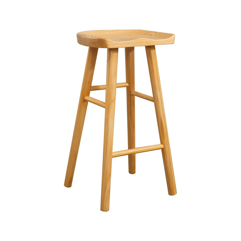 Sgabello da bar moderno senza schienale e senza braccioli, legno, con sedile e pedale legno Clearhalo