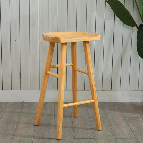 Sgabello da bar moderno senza schienale e senza braccioli, legno, con sedile e pedale legno Clearhalo