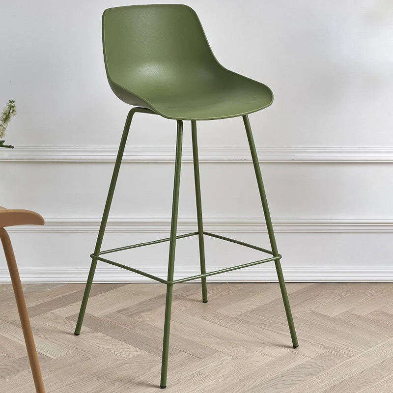 Sgabello da bar moderno Sgabello da bar da bancone plastica con gambe metallo per la casa Clearhalo