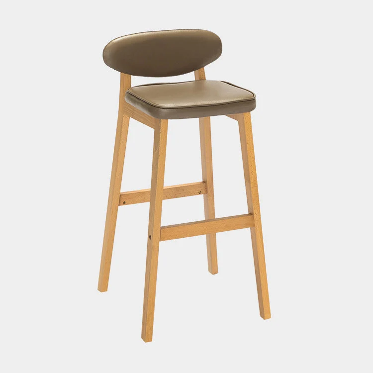 Sgabello da bar moderno Sgabello da bar quadrato con gambe legno per cucina Clearhalo