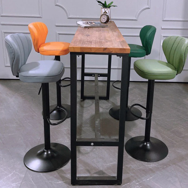 Sgabello da bar moderno Sgabello da bar sollevabile da bancone pelle con gambe metallo Clearhalo