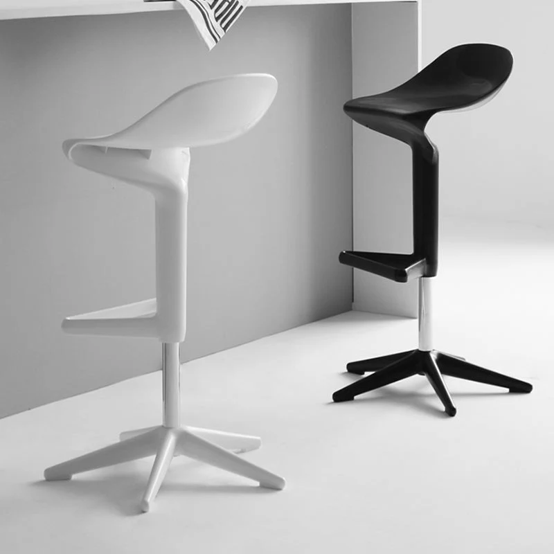 Sgabello da bar moderno sollevabile Sgabello da bar con schienale basso e gambe metallo Clearhalo