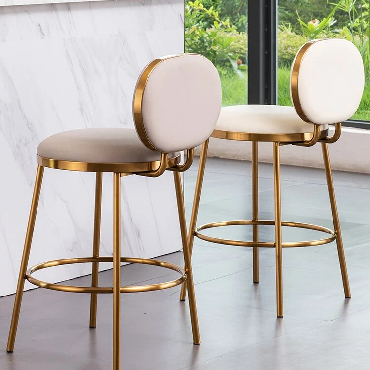 Sgabello da bar Nordic Glam Sgabello da bar da bancone pelle PU con gambe metallo Clearhalo