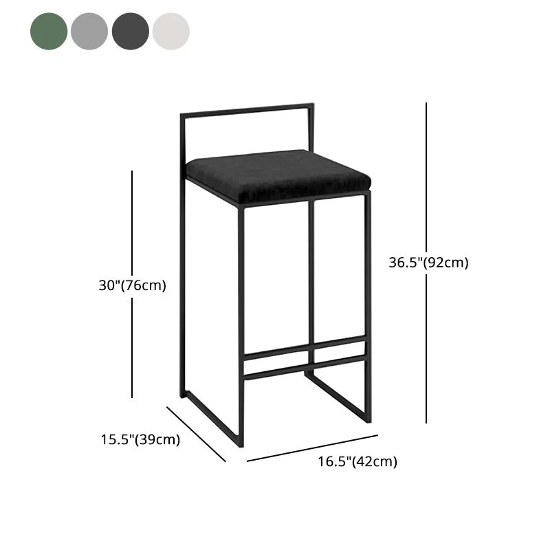 Sgabello da bar nordico acciaio con schienale basso Sgabello alto semplice per interni con imbottitura Clearhalo