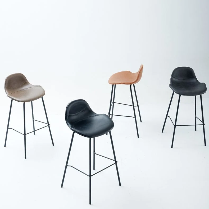 Sgabello da bar pelle con poggiapiedi moderno con schienale basso, per soggiorno Clearhalo