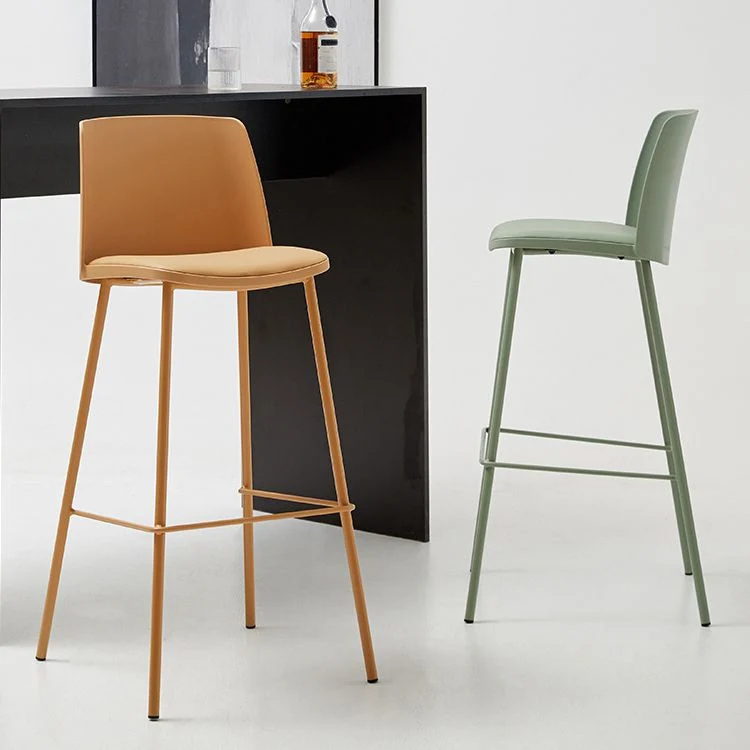 Sgabello da bar pelle PU stile moderno Sgabello da bar con sedile quadrato e gambe metallo Clearhalo