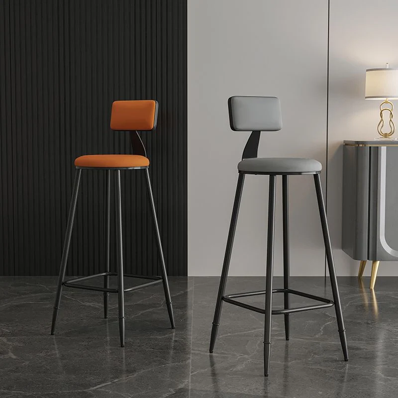 Sgabello da bar per sala da pranzo ferro con schienale moderno senza braccioli con cuscino e pedale Clearhalo