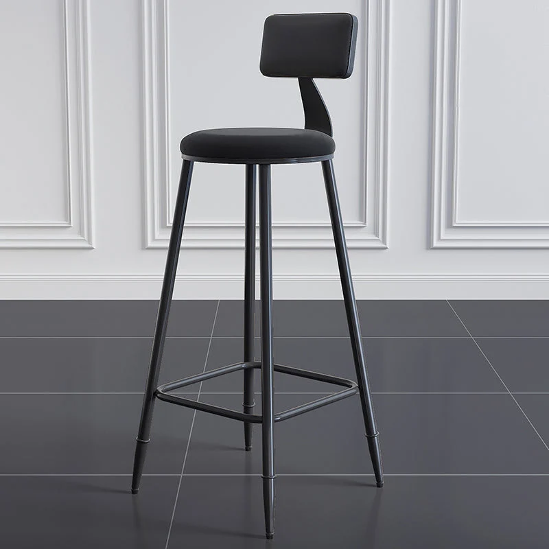 Sgabello da bar per sala da pranzo ferro con schienale moderno senza braccioli con cuscino e pedale Clearhalo