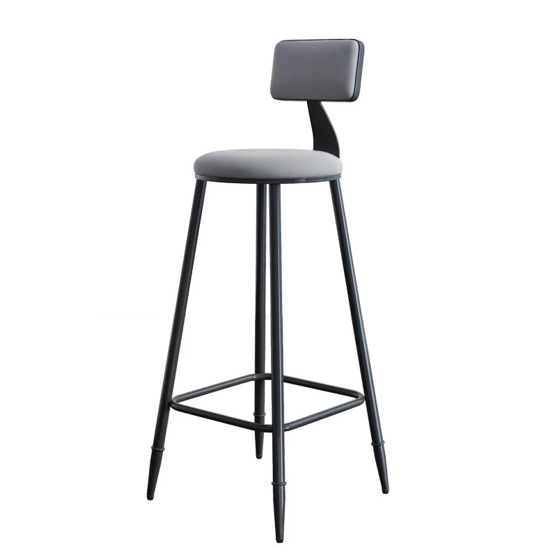 Sgabello da bar per sala da pranzo ferro con schienale moderno senza braccioli con cuscino e pedale Clearhalo