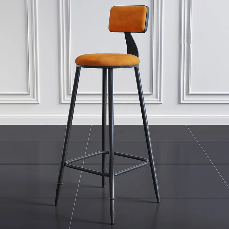 Sgabello da bar per sala da pranzo ferro con schienale moderno senza braccioli con cuscino e pedale Clearhalo