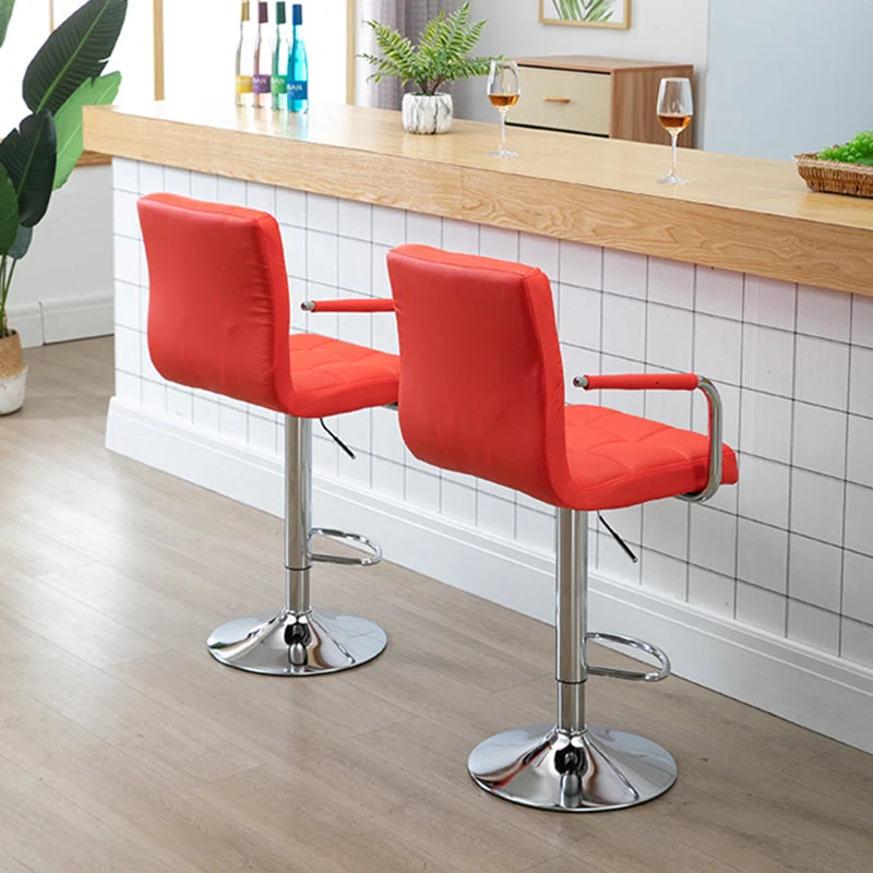 Sgabello da bar per uso domestico acciaio con schienale sollevabile moderno con cuscino Clearhalo