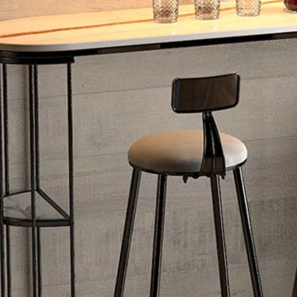 Sgabello da bar poggiapiedi da soggiorno con base metallo Sgabello da bar e bancone scandinavo Clearhalo