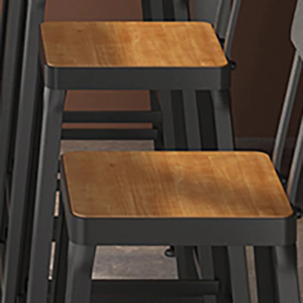 Sgabello da bar quadrato e bancone Sgabello da bancone poggiapiedi per caffetteria industriale nero Clearhalo