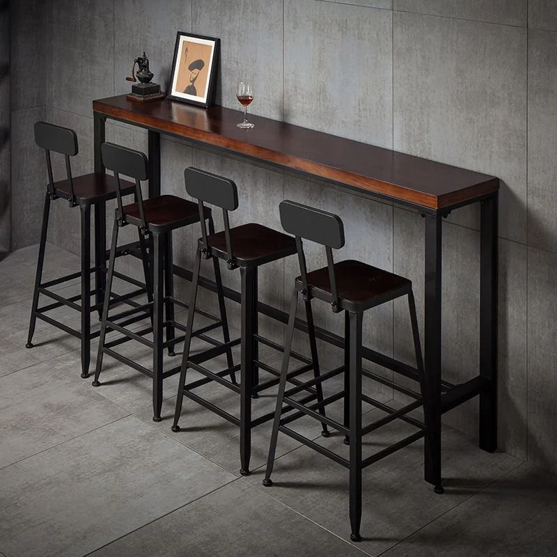 Sgabello da bar quadrato e bancone Sgabello da bancone poggiapiedi per caffetteria industriale nero Clearhalo