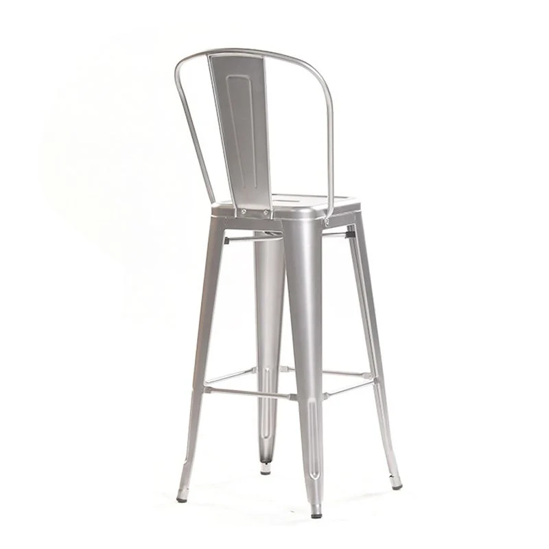 Sgabello da bar quadrato stile moderno con schienale pieno e gambe metallo Clearhalo