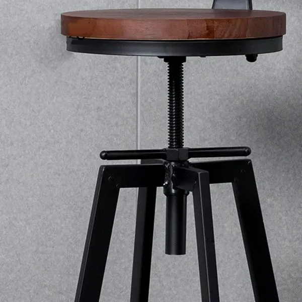 Sgabello da bar regolabile con piano legno stile industriale per soggiorno Clearhalo