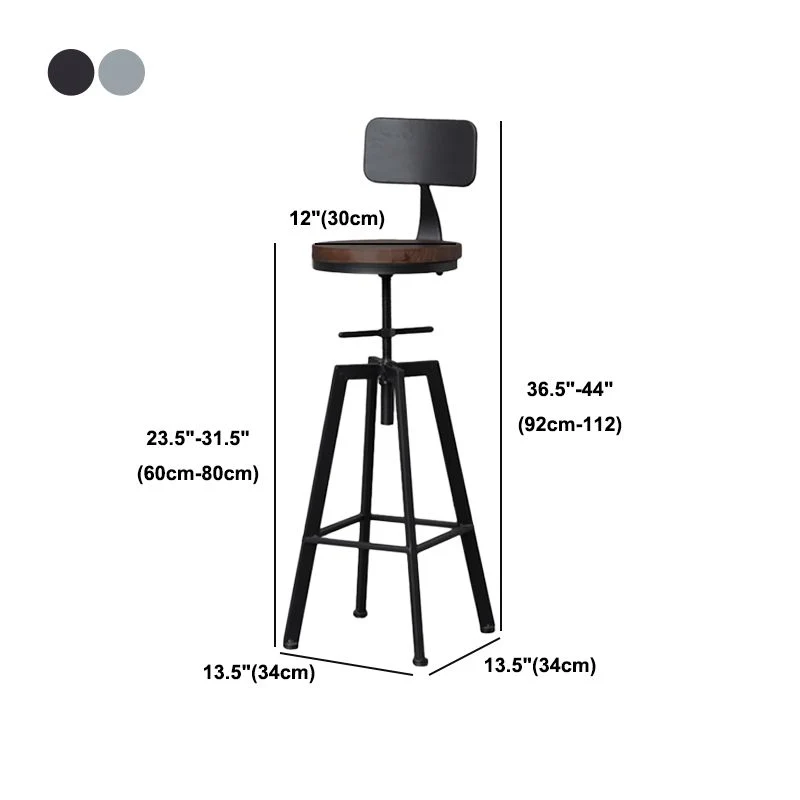Sgabello da bar regolabile con piano legno stile industriale per soggiorno Clearhalo