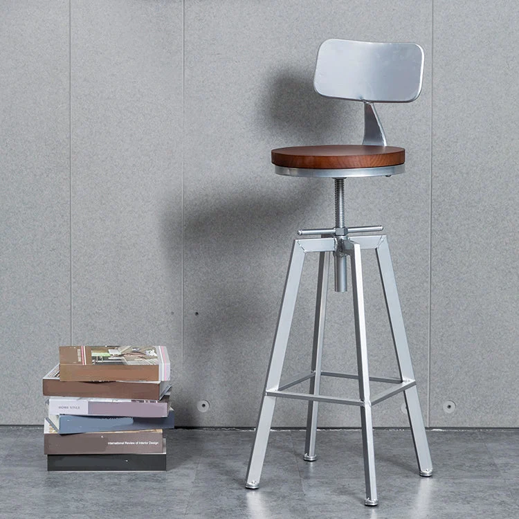 Sgabello da bar regolabile con piano legno stile industriale per soggiorno Clearhalo