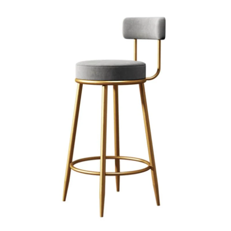 Sgabello da bar rotondo imbottito peluche stile Glam Sgabello da bancone rotondo con gambe dorate Clearhalo
