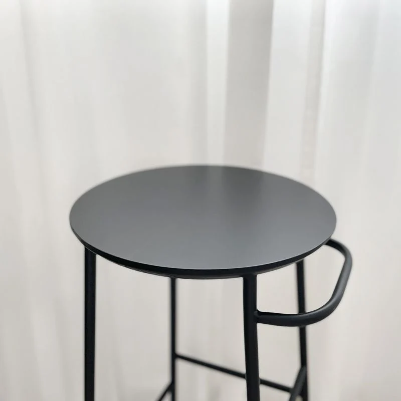 Sgabello da bar rotondo moderno Sgabello da bar da bancone legno con gambe metallo Clearhalo