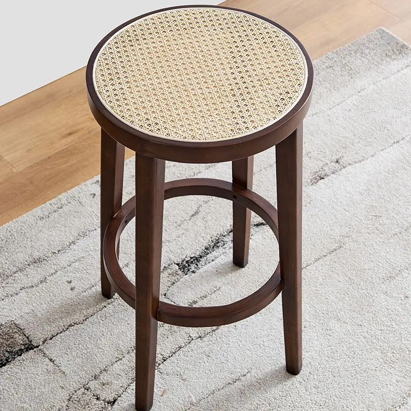 Sgabello da bar rotondo stile moderno senza schienale Sgabello da bar rotondo con gambe legno Clearhalo