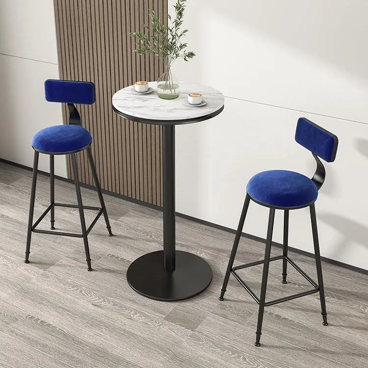 Sgabello da bar scandinavo con poggiapiedi con schienale basso Sgabello da bancone velluto con finitura opaca Clearhalo