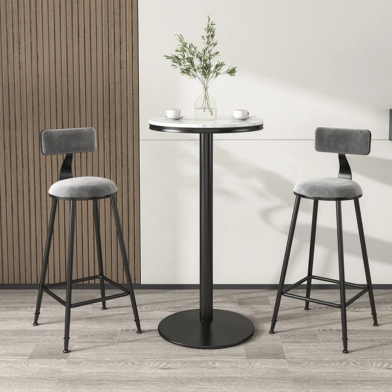 Sgabello da bar scandinavo con poggiapiedi con schienale basso Sgabello da bancone velluto con finitura opaca Clearhalo