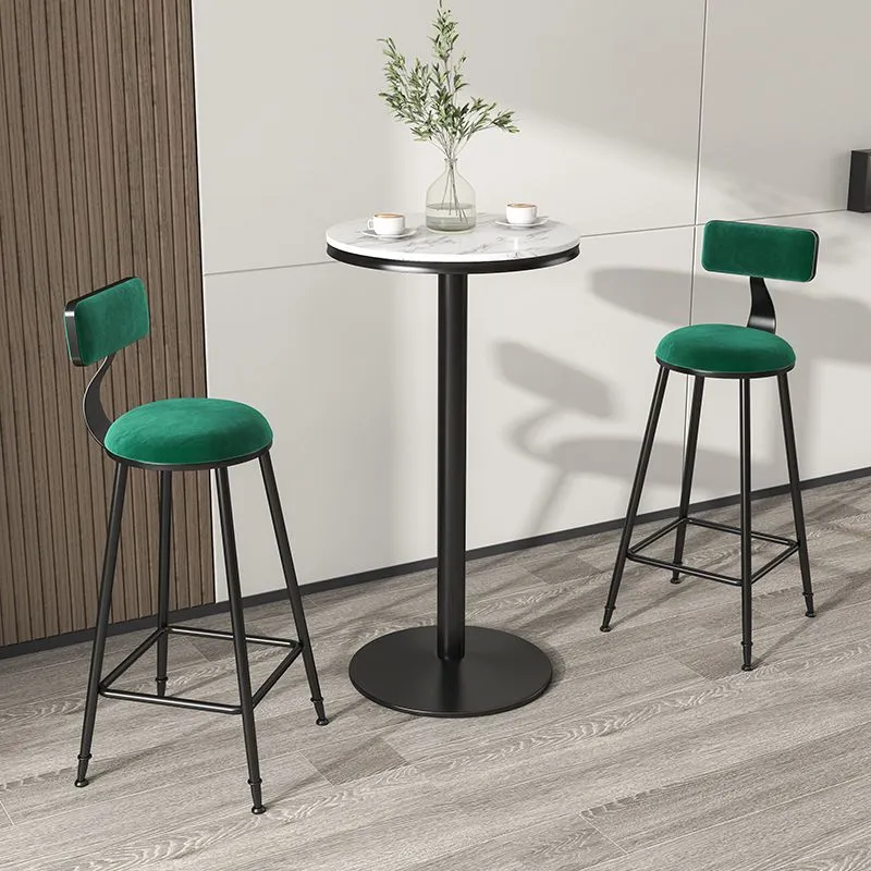 Sgabello da bar scandinavo con poggiapiedi con schienale basso Sgabello da bancone velluto con finitura opaca Clearhalo
