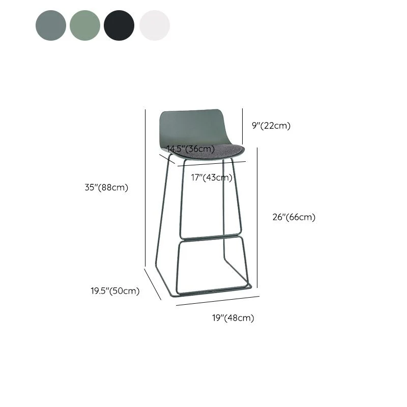 Sgabello da bar scandinavo con schienale basso Sgabello plastica con base metallo Clearhalo