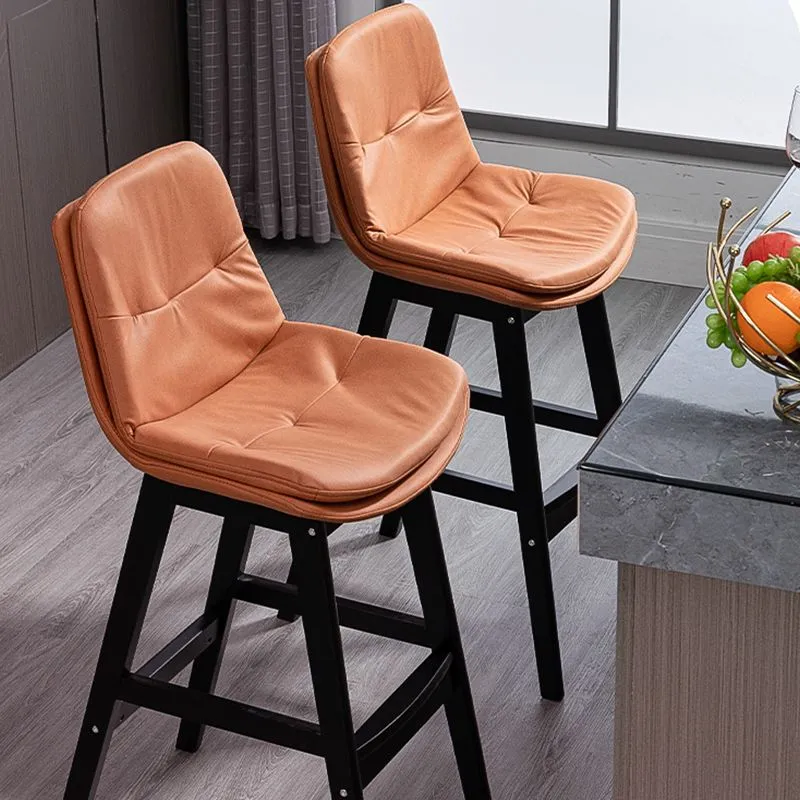 Sgabello da bar scandinavo imbottito con poggiapiedi con schienale basso 27,95''. Sgabello da bar legno di gomma Clearhalo