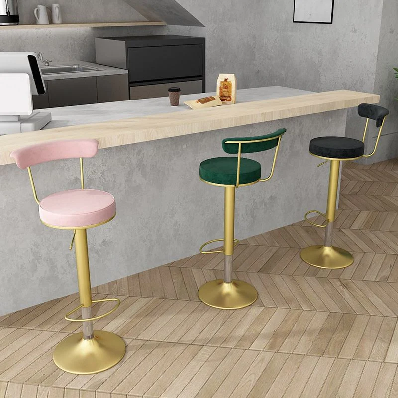 Sgabello da bar scandinavo metallo imbottito tessuto con finitura opaca per interni Clearhalo