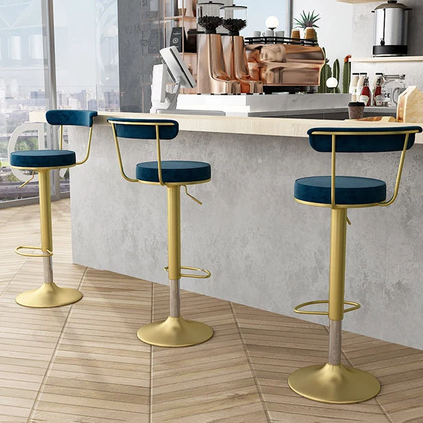 Sgabello da bar scandinavo metallo imbottito tessuto con finitura opaca per interni Clearhalo