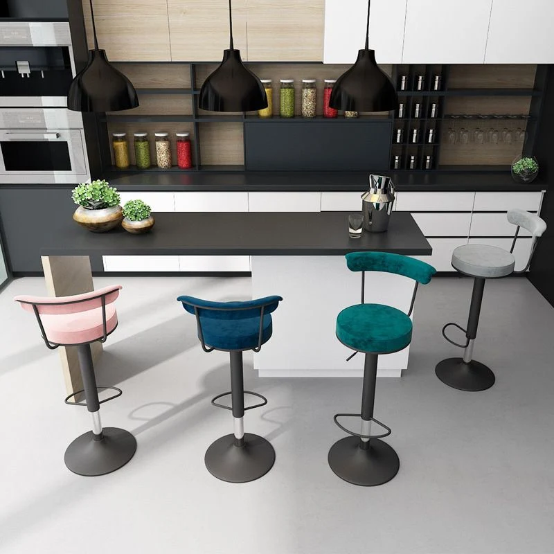 Sgabello da bar scandinavo metallo imbottito tessuto con finitura opaca per interni Clearhalo