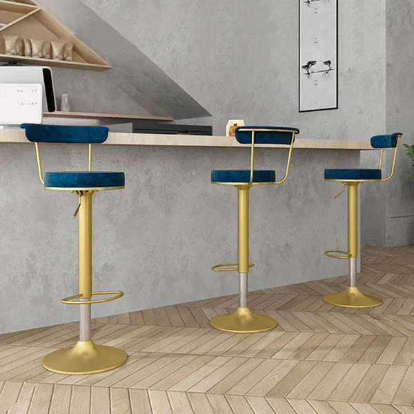 Sgabello da bar scandinavo metallo imbottito tessuto con finitura opaca per interni Clearhalo