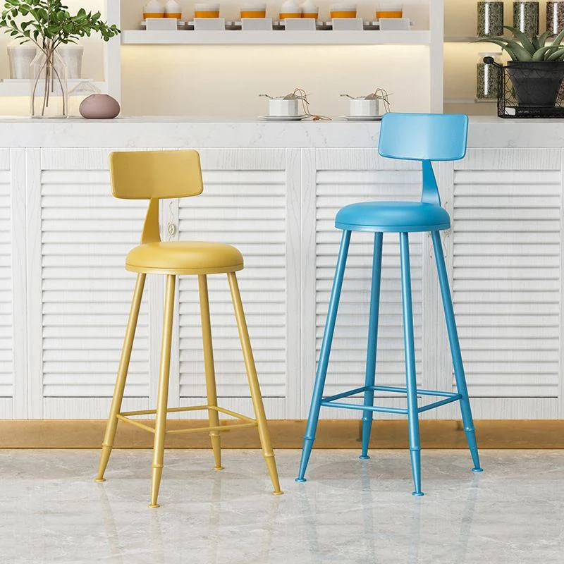 Sgabello da bar scandinavo metallo imbottito tessuto con finitura opaca Clearhalo