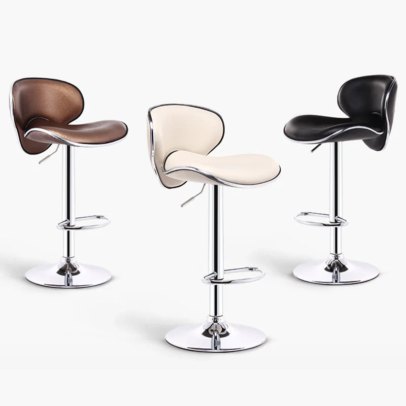 Sgabello da bar scandinavo metallo Sgabelli da bar regolabili pelle PU con schienale basso con finitura opaca Clearhalo