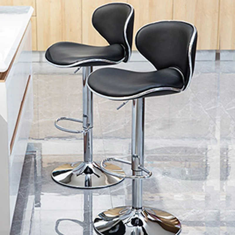 Sgabello da bar scandinavo metallo Sgabelli da bar regolabili pelle PU con schienale basso con finitura opaca Clearhalo