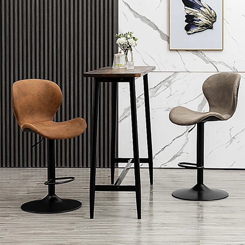 Sgabello da bar scandinavo metallo Sgabelli da bar regolabili pelle PU con finitura opaca per interni Clearhalo