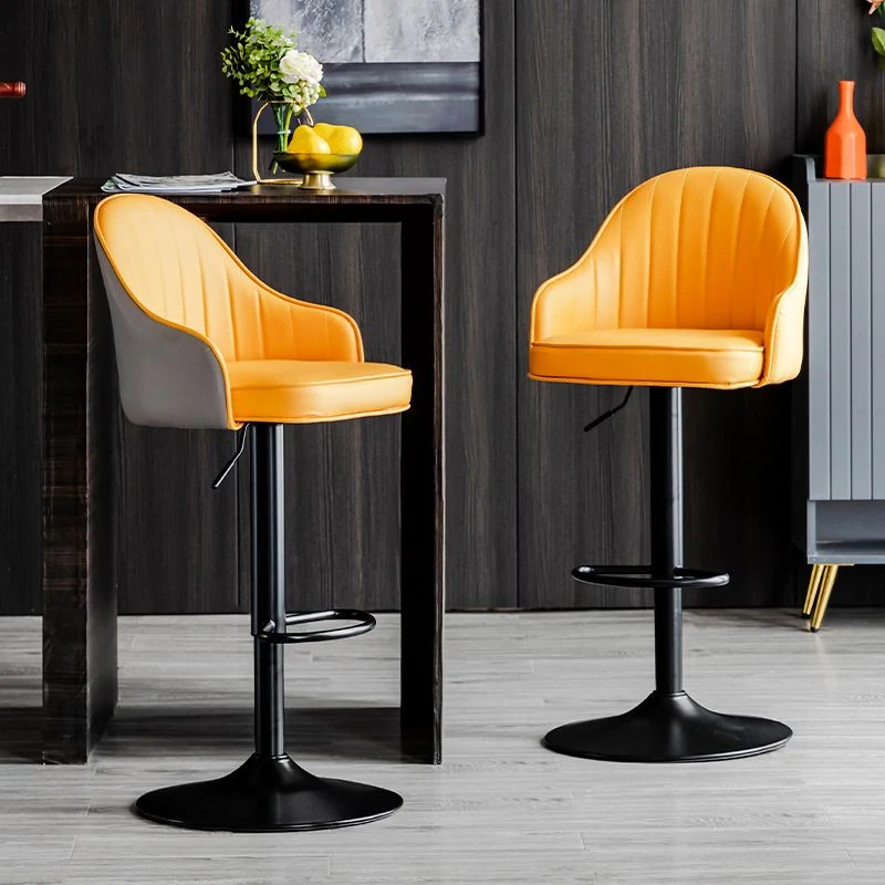 Sgabello da bar scandinavo metallo Sgabelli da bar regolabili pelle PU con schienale basso Clearhalo
