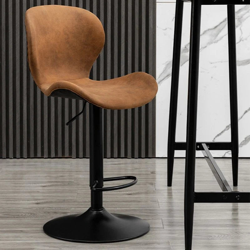 Sgabello da bar scandinavo metallo Sgabelli da bar con schienale basso pelle con finitura opaca per interni Clearhalo