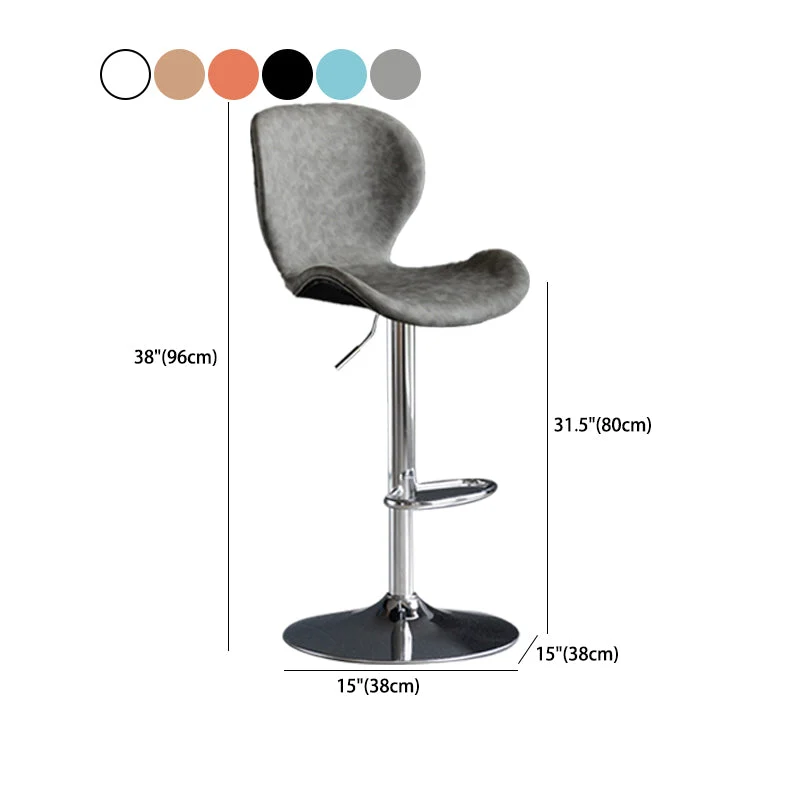 Sgabello da bar scandinavo metallo Sgabelli da bar con schienale basso pelle con finitura opaca per interni Clearhalo