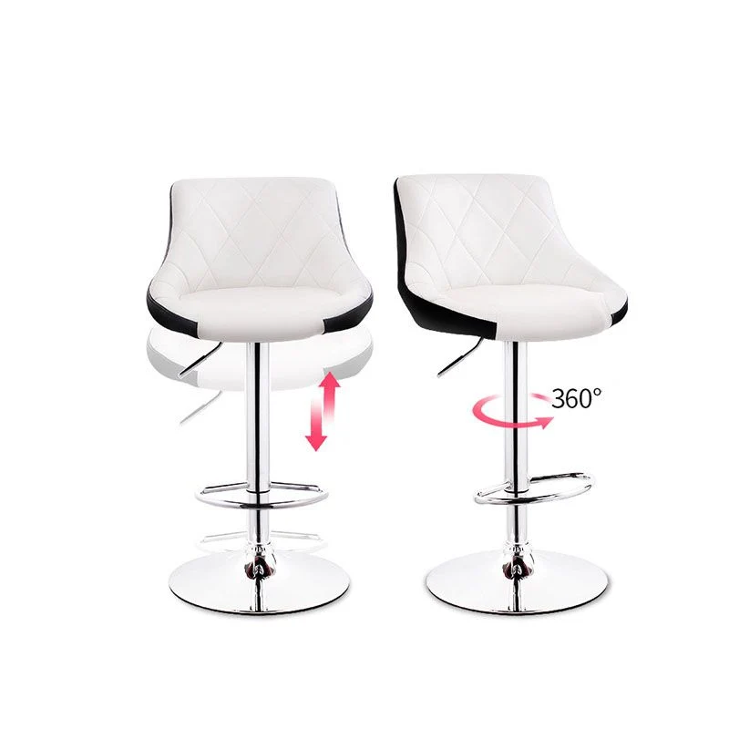 Sgabello da bar scandinavo metallo Sgabello con cuscino ecopelle con schienale basso e base ferro per bar Clearhalo