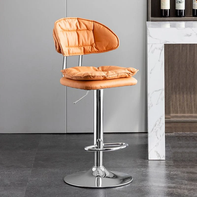 Sgabello da bar scandinavo metallo e tessuto con schienale basso con finitura opaca per interni Clearhalo