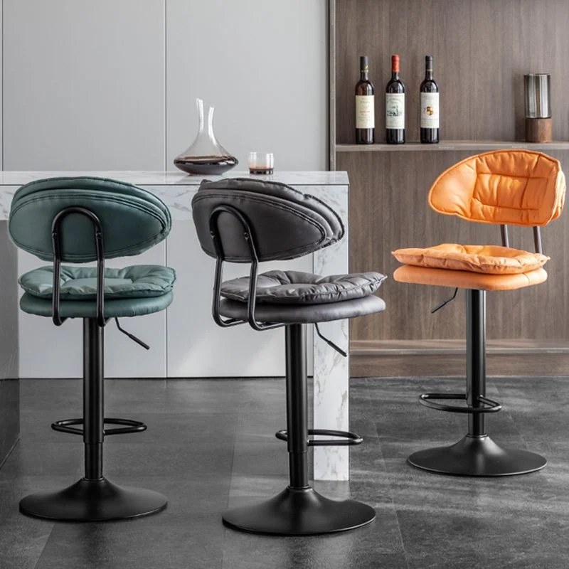 Sgabello da bar scandinavo metallo e tessuto con schienale basso con finitura opaca per interni Clearhalo