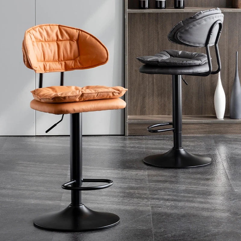 Sgabello da bar scandinavo metallo e tessuto con schienale basso con finitura opaca per interni Clearhalo